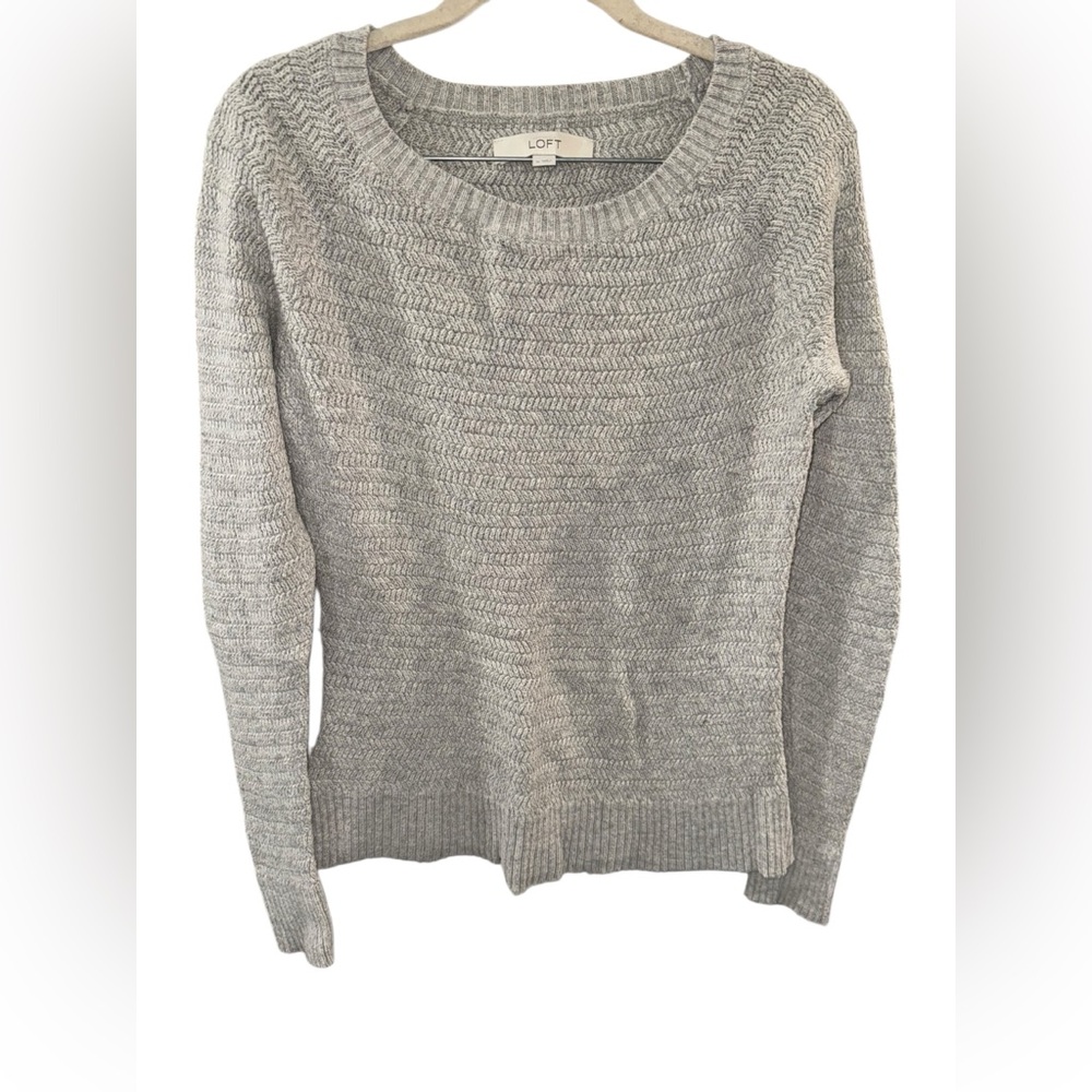 LOFT Heather Gray Crew Neck Sweater